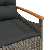 Thumbnail for 3-tlg. Garten-Sofagarnitur mit Kissen Grau Poly Rattan