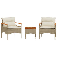 Thumbnail for 3-tlg. Garten-Sofagarnitur mit Kissen Beige Poly Rattan