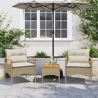 Thumbnail for 3-tlg. Garten-Sofagarnitur mit Kissen Beige Poly Rattan