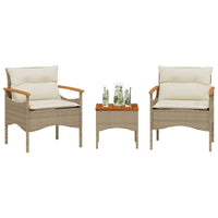 Thumbnail for 3-tlg. Garten-Sofagarnitur mit Kissen Beige Poly Rattan