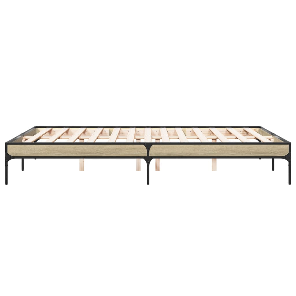 Bettgestell Sonoma-Eiche 150x200 cm Holzwerkstoff und Metall