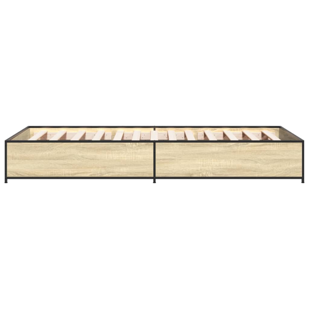 Bettgestell Sonoma-Eiche 100x200 cm Holzwerkstoff und Metall