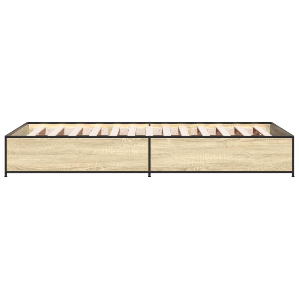 Bettgestell Sonoma-Eiche 90x200 cm Holzwerkstoff und Metall