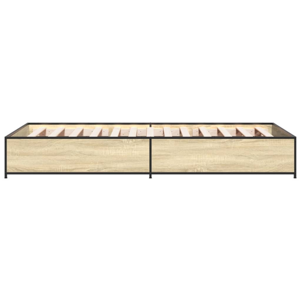 Bettgestell Sonoma-Eiche 90x190 cm Holzwerkstoff und Metall