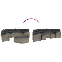 Thumbnail for 2-tlg. Garten-Sofagarnitur Halbrund Grau Poly Rattan