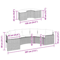Thumbnail for 2-tlg. Garten-Sofagarnitur Halbrund Grau Poly Rattan