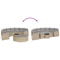 Thumbnail for 3-tlg. Garten-Sofagarnitur Halbrund Beige Poly-Rattan