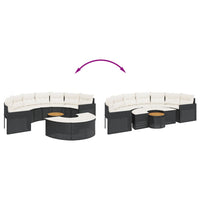 Thumbnail for 3-tlg. Garten-Sofagarnitur Halbrund Schwarz Poly-Rattan