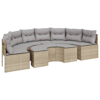 Thumbnail for 2-tlg. Garten-Sofagarnitur Halbrund Beige Poly-Rattan