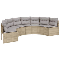 Thumbnail for 3-tlg. Garten-Sofagarnitur Halbrund Beige Poly-Rattan