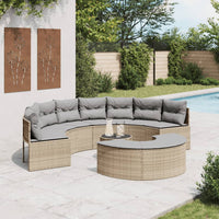 Thumbnail for 3-tlg. Garten-Sofagarnitur Halbrund Beige Poly-Rattan