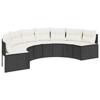 Thumbnail for 3-tlg. Garten-Sofagarnitur Halbrund Schwarz Poly-Rattan