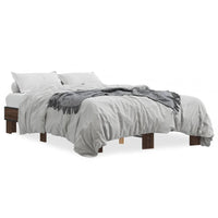 Thumbnail for Bettgestell Braun Eichen-Optik 135x190 cm Holzwerkstoff Metall