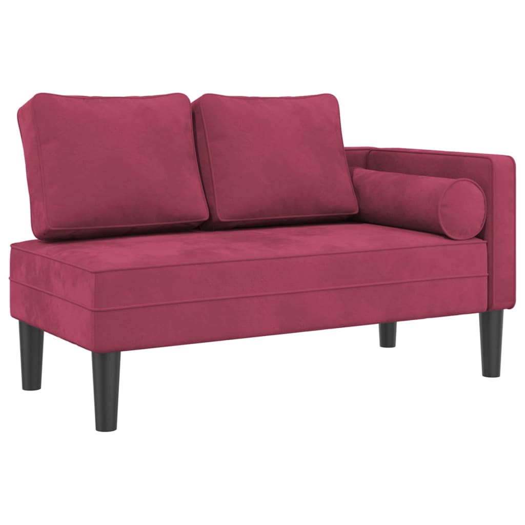 Chaiselongue mit Kissen Weinrot Samt