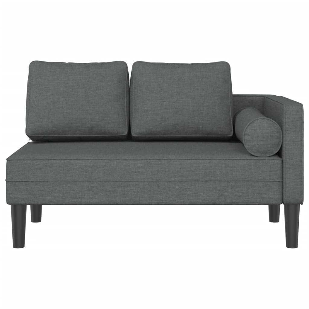 Chaiselongue mit Kissen Dunkelgrau Stoff