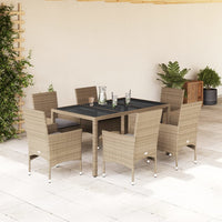 Thumbnail for 7-tlg. Garten-Essgruppe mit Kissen Beige Poly Rattan und Glas