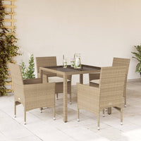 Thumbnail for 5-tlg. Garten-Essgruppe mit Kissen Beige Poly Rattan und Glas