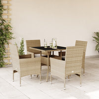 Thumbnail for 5-tlg. Garten-Essgruppe mit Kissen Beige Poly Rattan und Glas