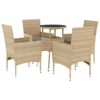 Thumbnail for 5-tlg. Garten-Essgruppe mit Kissen Beige Poly Rattan und Glas