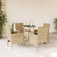 Thumbnail for 5-tlg. Garten-Essgruppe mit Kissen Beige Poly Rattan und Glas