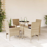 Thumbnail for 5-tlg. Garten-Essgruppe mit Kissen Beige Poly Rattan und Glas
