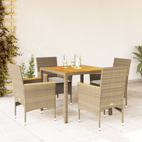 Thumbnail for 5-tlg. Garten-Essgruppe mit Kissen Beige Poly Rattan Akazie