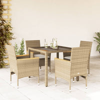 Thumbnail for 5-tlg. Garten-Essgruppe mit Kissen Beige Poly Rattan und Glas