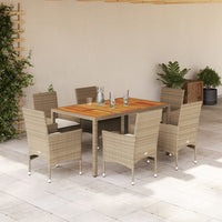 Thumbnail for 7-tlg. Garten-Essgruppe mit Kissen Beige Poly Rattan Akazie