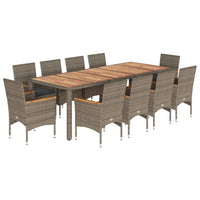 Thumbnail for 11-tlg. Garten-Essgruppe mit Kissen Grau Poly Rattan Akazie