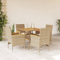 Thumbnail for 5-tlg. Garten-Essgruppe mit Kissen Beige Poly Rattan Akazie