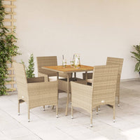 Thumbnail for 5-tlg. Garten-Essgruppe mit Kissen Beige Poly Rattan Akazie