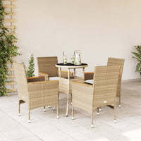 Thumbnail for 5-tlg. Garten-Essgruppe mit Kissen Beige Poly Rattan und Glas