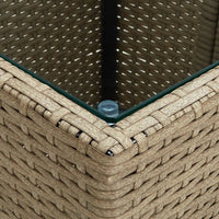 Thumbnail for 3-tlg. Bistro-Set mit Kissen Beige Poly Rattan und Glas