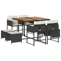 Thumbnail for 9-tlg. Garten-Essgruppe mit Kissen Schwarz Poly Rattan