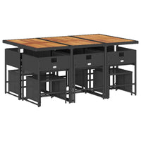 Thumbnail for 11-tlg. Garten-Essgruppe mit Kissen Schwarz Poly Rattan