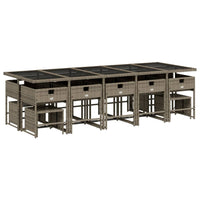 Thumbnail for 15-tlg. Garten-Essgruppe mit Kissen Grau Poly Rattan