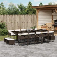 Thumbnail for 15-tlg. Garten-Essgruppe mit Kissen Braun Poly Rattan