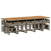 Thumbnail for 15-tlg. Garten-Essgruppe mit Kissen Grau Poly Rattan