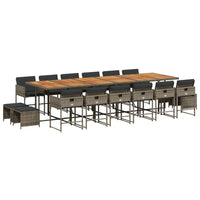 Thumbnail for 17-tlg. Garten-Essgruppe mit Kissen Grau Poly Rattan