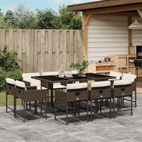 Thumbnail for 11-tlg. Garten-Essgruppe mit Kissen Braun Poly Rattan