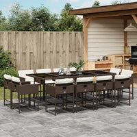 Thumbnail for 13-tlg. Garten-Essgruppe mit Kissen Braun Poly Rattan