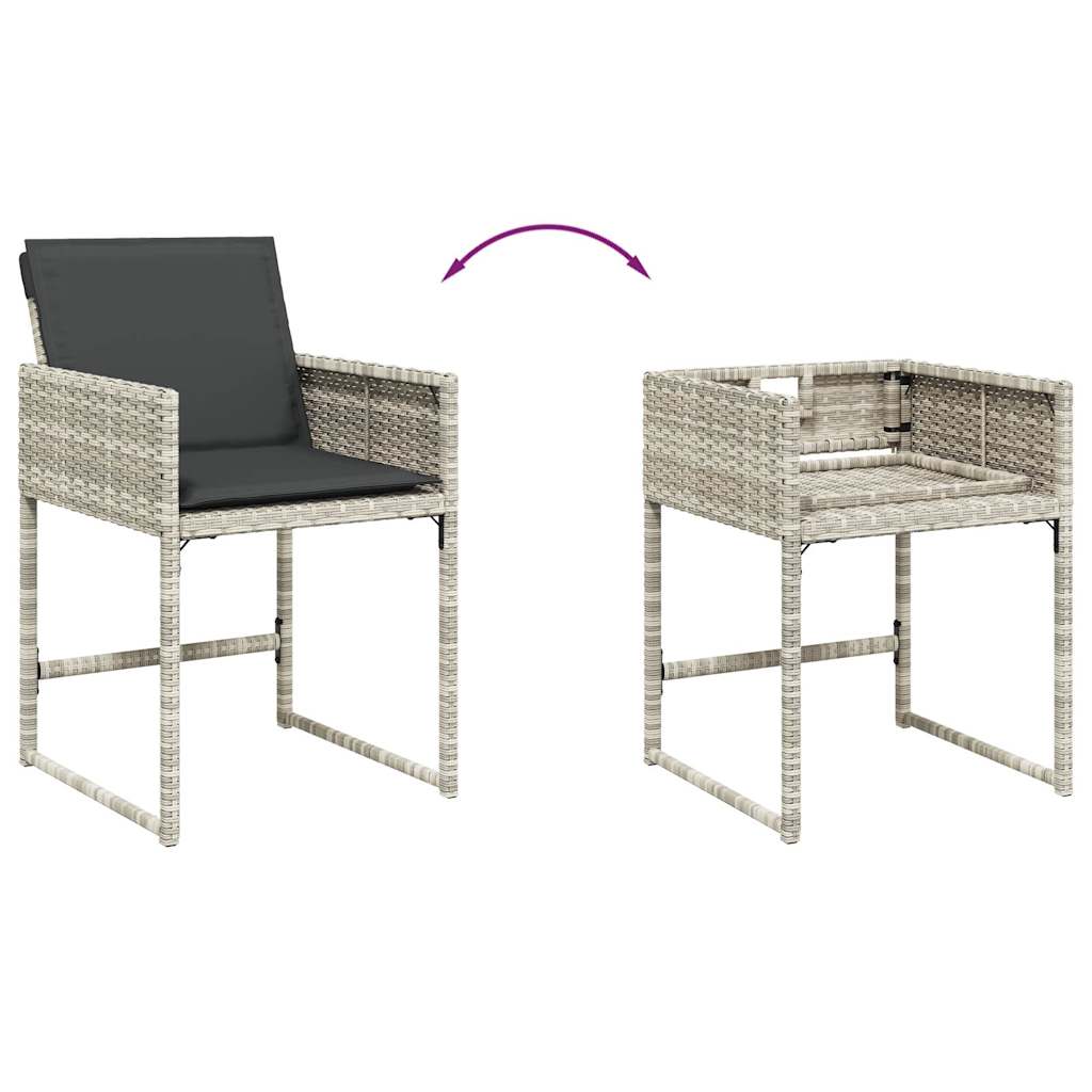 13-tlg. Garten-Essgruppe mit Kissen Hellgrau Poly Rattan