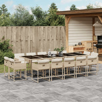 Thumbnail for 15-tlg. Garten-Essgruppe mit Kissen Beige Poly Rattan