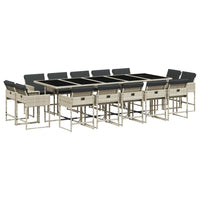 Thumbnail for 15-tlg. Garten-Essgruppe mit Kissen Hellgrau Poly Rattan
