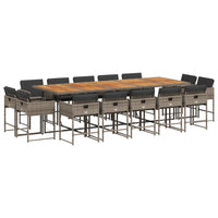 Thumbnail for 15-tlg. Garten-Essgruppe mit Kissen Grau Poly Rattan