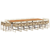 Thumbnail for 17-tlg. Garten-Essgruppe mit Kissen Beige Poly Rattan