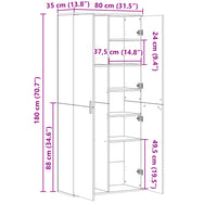 Thumbnail for Highboard Sonoma-Eiche 80x35x180 cm Holzwerkstoff