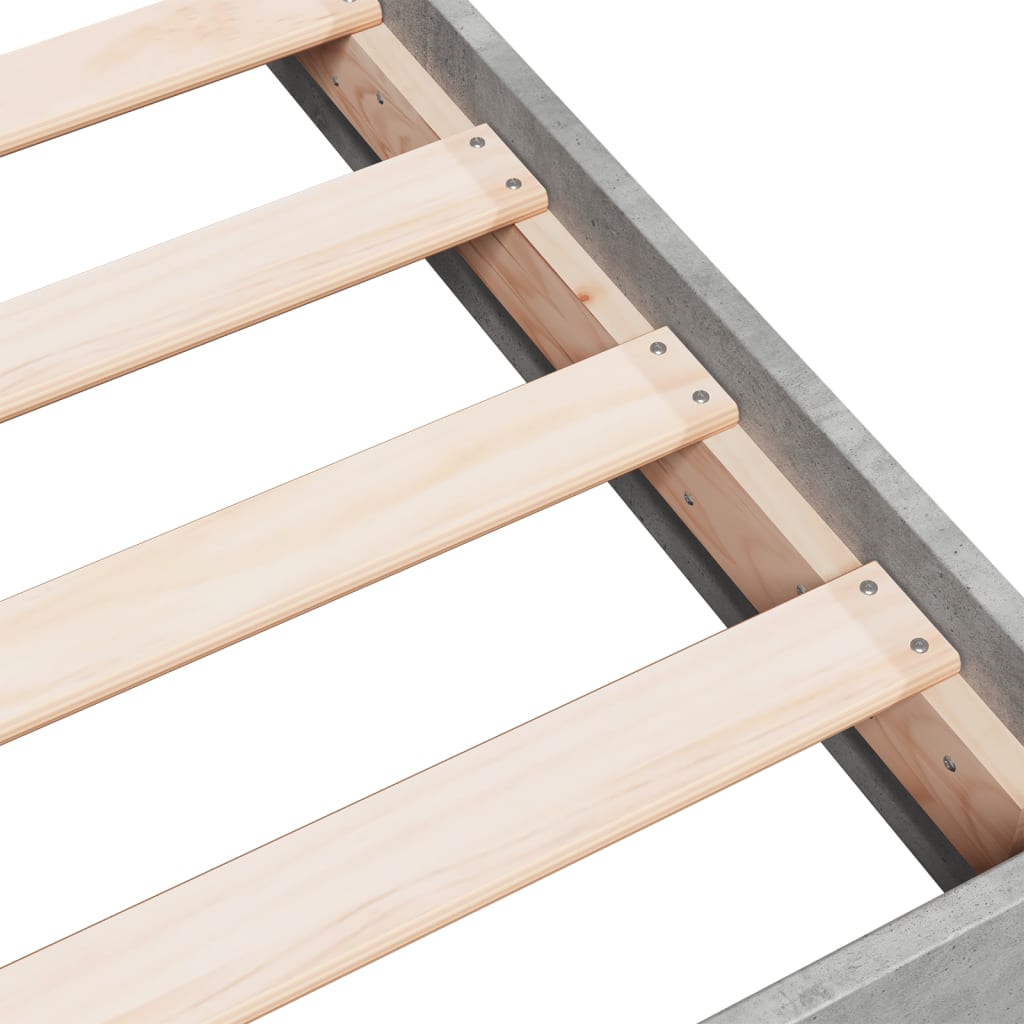 Bettgestell Betongrau 135x190 cm Holzwerkstoff