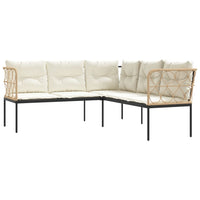 Thumbnail for Gartensofa in L-Form mit Kissen Schwarz Stahl und Textilene