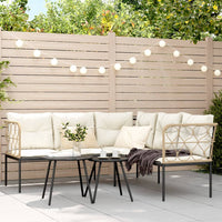 Thumbnail for Gartensofa in L-Form mit Kissen Schwarz Stahl und Textilene